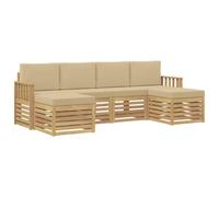 vidaXL Set di divani da esterno 5 pezzi bianco e beige, divano moderno da giardino, mobili sezionali durevoli, comfort sulla terrazza
