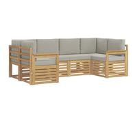 vidaXL Set di divani da esterno 5 pezzi bianco e grigio chiaro 245 x 128,5 x 73 cm, lounge da giardino, divano sezionale moderno, arredamento da esterno resistente, arredamento da terrazza