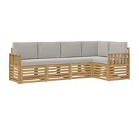 vidaXL Set di divani da esterno, 5 pezzi, bianco e grigio chiaro, divano componibile moderno per giardino, mobili da esterno, comfort per patio e terrazza