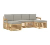 vidaXL Set di divani da esterno 5 pezzi, bianco e grigio chiaro, divano moderno da giardino, mobili sezionali durevoli, comfort sulla terrazza