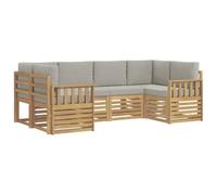 vidaXL Set di divani da esterno, 5 pezzi, bianco e grigio chiaro, divano modulare da giardino, mobili resistenti per esterni, poltrone comode, set da patio