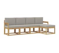vidaXL Set di divani da esterno, 5 pezzi, bianco e grigio chiaro, set divano da giardino, mobili moderni per esterni, sedie resistenti per terrazze, cortili, giardini