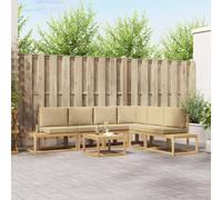 vidaXL Set di divani da esterno 5 Pezzo Bianco e Beige Poliestere