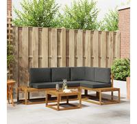 vidaXL Set di divani da esterno 5 Pezzo Naturale e Antracite, Giardino, set divano da esterno moderno, mobili sezionali durevoli per lounge in patio, seduta su terrazza, confortevole