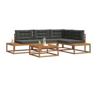 vidaXL Set di divani da esterno 5 Pezzo Naturale e Antracite, Giardino e Terrazzo, Set Mobili Moderni da Esterno, Divano Sezionale e Seduta in Legno Acacia per Patio Comodo