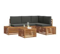vidaXL Set di divani da esterno 5 Pezzo Naturale e Antracite, Mobili Giardino Moderni, Set Divano Sezionale, Lounge Patio Robusta e Posti Comodi per il Tuo Spazio Esterno