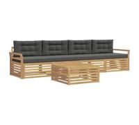 vidaXL Set di divani da esterno 5 pz Bianco e Antracite