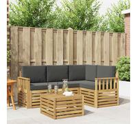 vidaXL Set di divani da esterno, 5 pezzi, bianco e antracite, set di divani moderni per esterni, sedie da patio, mobili da giardino contemporanei, sezione acacia