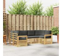 vidaXL Set di divani da esterno 5 pezzi, bianco e antracite, divano da esterno moderno, lounge, durevole, ideale per il vostro patio, mobili da terrazza, comfort garantito
