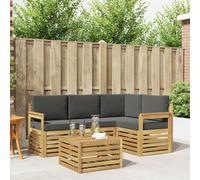 vidaXL Set di divani per esterni, 5 pezzi, bianco e antracite, salotto da giardino moderno, set in stile, sedili esterni, mobili contemporanei, lounge acacia