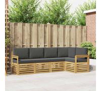 vidaXL Set divano da esterno 5 pezzi bianco e antracite 247 x 128,5 x 73 cm, giardino, divano componibile moderno, mobili da esterno, terrazza, salotto, confortevole area salotto
