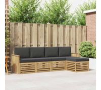 vidaXL Set di divani da esterno 5 pcs Bianco e Antracite, Divano da giardino, set moderno per esterni, divano angolare, arredamento per piscina, beige e marrone