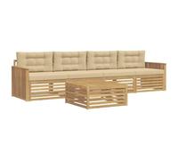 vidaXL Set di divani da esterno 5 pz Bianco e Beige