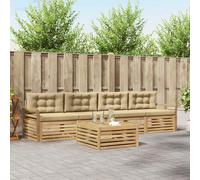 vidaXL Set di divani da esterno 5 pcs Bianco e Beige, Mobili da giardino, divano sezionale moderno per terrazza, comfort per lounge all'aperto