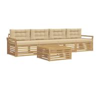 vidaXL Set di divani da esterno 5 pz Bianco e Beige