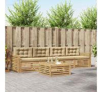 vidaXL Set di divani da esterno 5 pz Bianco e Beige