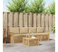 vidaXL Set di divani da esterno 5 pz Bianco e Beige Poliestere