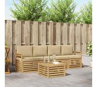 vidaXL Set di divani da esterno 5 pz Bianco e Beige Poliestere