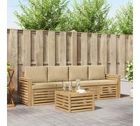 vidaXL Set di divani da esterno 5 pz Bianco e Beige Poliestere