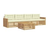 vidaXL Set di divani da esterno 5 pz Bianco e Crema