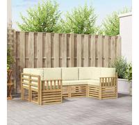 vidaXL Set di divani da esterno, 5 pezzi, bianco e crema, divano modulare da giardino, mobili resistenti per esterni, poltrone comode, set da patio