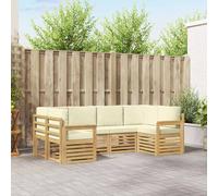 vidaXL Set di divani da esterno 5 pezzi, bianco e crema, divano da esterno moderno, lounge, durevole, ideale per il vostro patio, mobili da terrazza, comfort garantito