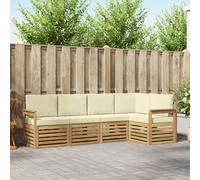 vidaXL Set divano da esterno 5 pezzi bianco e crema 247 x 128,5 x 73 cm, giardino, divano componibile moderno, mobili da esterno, terrazza salotto, confortevole area salotto