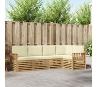 vidaXL Set di divani da esterno, 5 pezzi, bianco e crema, divano componibile moderno per giardino, mobili da esterno, comfort per patio e terrazza