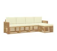 vidaXL Set di divani da esterno 5 pz Bianco e Crema Poliestere
