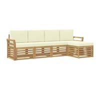 vidaXL Set di divani da esterno 5 pcs Bianco e Crema, Divano da giardino, set moderno per esterni, divano angolare, arredamento per piscina, beige e marrone