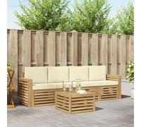 vidaXL Set di divani da esterno 5 pz Bianco e Crema Poliestere
