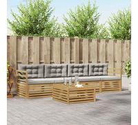 vidaXL Set di divani da esterno 5 pz Bianco e Grigio Chiaro