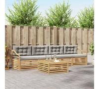vidaXL Set di divani da esterno 5 pz Bianco e Grigio Chiaro