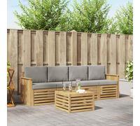 vidaXL Set di divani da esterno 5 pz Bianco e Grigio Chiaro Poliestere