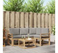 vidaXL Set di divani da esterni, 5 pezzi, bianco e grigio chiaro, 59 x 59 x 37 cm, mobili da giardino, moderno divano angolare per terrazza, mobili robusti per interni ed esterni