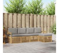 vidaXL Set di divani da esterno 5 pezzi bianco e grigio chiaro 249 x 122,5 x 73 cm, giardino, set moderno divano da esterno, griglia sezionale, bordo piscina, tessuto beige, marrone, salotto