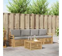 vidaXL Set di divani da esterno 5 pz Bianco e Grigio Chiaro Poliestere