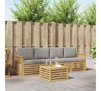 vidaXL Set di divani da esterno 5 pz Bianco e Grigio Chiaro Poliestere