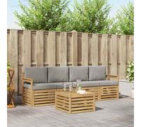 vidaXL Set di divani da esterno 5 pz Bianco e Grigio Chiaro Poliestere