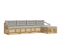 vidaXL Set di divani da esterno 5 pz Bianco e Grigio Chiaro Poliestere