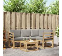 vidaXL Buiten bankenset 5 st Wit en Lichtgrijs Polyester