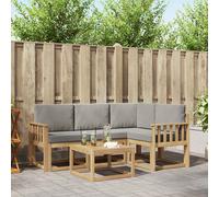 vidaXL Set di divani da esterni, 5 pezzi, bianco e grigio chiaro, 59 x 59 x 37 cm, mobili da giardino, moderno divano angolare per terrazza, mobili robusti per interni ed esterni