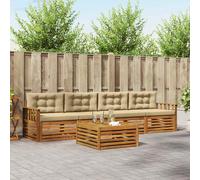 vidaXL Set di divani da esterno 5 pz Naturale e Beige