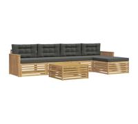 vidaXL Set di divani da esterno 6 pcs Bianco e Antracite, Divano da patio, set moderno, resistente agli agenti atmosferici, lounge da giardino, comodo per spazi relax