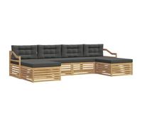 vidaXL Set di divani da esterno 6 pcs Bianco e Antracite, Divano in legno di acacia, sezionale moderno, lounge outdoor resistente, set comfort per il patio, design per il giardino
