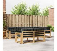 vidaXL Set di divani da esterno 6 pcs Bianco e Antracite Poliestere, Patio, mobili da giardino moderni, divano resistente alle intemperie, design flessibile per relax, legno di acacia