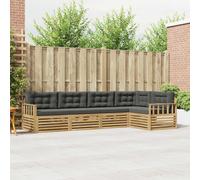 vidaXL Set di divani da esterno 6 pcs Bianco e Antracite Poliestere, Set Comfort Esterno, Divano Sezionale Moderno, Lounge Resistente, Mobili da Giardino, Posti per Relax