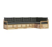 vidaXL Set di divani da esterno 6 pcs Bianco e Antracite Poliestere, Divano da giardino, moderno e comodo, resistente agli agenti atmosferici, set sezionale per il tuo terrazzo