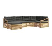 vidaXL Set di divani da esterno 6 pcs Bianco e Antracite Poliestere, Divano moderno per esterni, set sezionale resistente, lounge comoda, mobili da giardino per il terrazzo