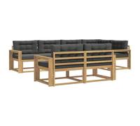 vidaXL Set di divani da esterno 6 pcs Bianco e Antracite Poliestere, Patio, mobili da giardino moderni, divano resistente alle intemperie, design flessibile per relax, legno di acacia